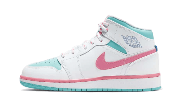 Air Jordan 1 Mid White Pink Green Soar