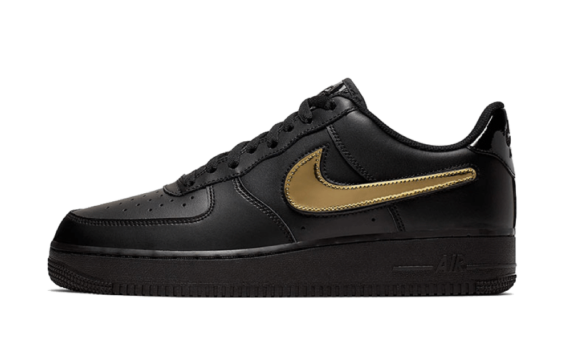 Air Force 1 Black Metallic Gold Removable Swoosh Pack